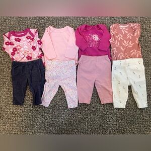 8 piece mix and match baby girl outfits (size 0-3 month)